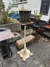 Antique Victorian Cast Iron Plant Tall Stand White Distressed 42" 70cm