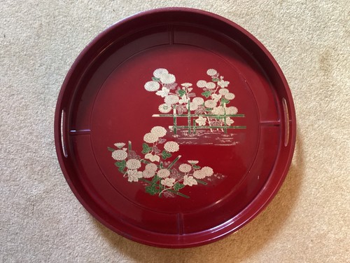 Vtg japanese wooden gold peony - vtg,