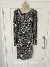BNWT George Maternity Cream & Black Long Sleeve Midi Dress size 16