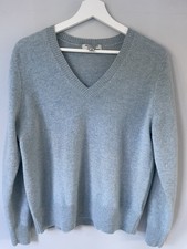 Marks & Spencer Women's 100% Cashmere V-Neck Jumper Light Blue Size Medium
