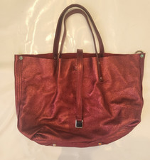 Red Metallic Leather Mini Tote