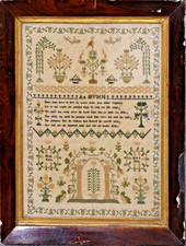 Antique needlework sampler - needlework,