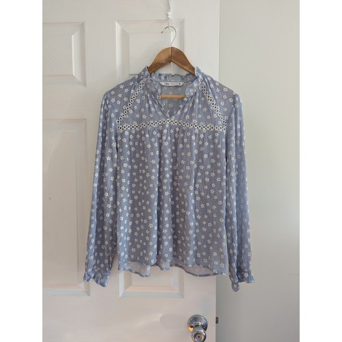 Zara blouse blue floral - zara,