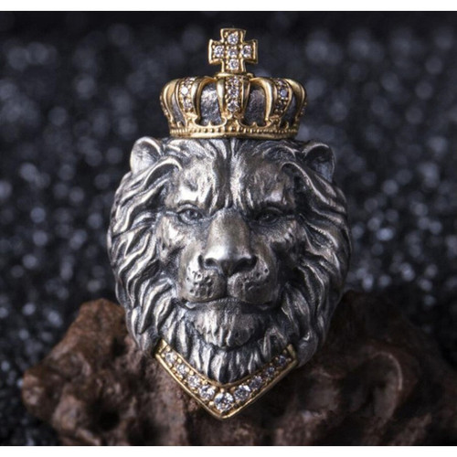 Royal lion king crown ring - lion,