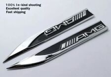 2x AMG Mercedes Emblem Badge Side Sticker Wing Fender Metal A B C E S Class CLA