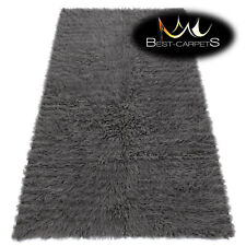 SHAGGY WOOL FLOKATI RUG, CHEAP FLUFFY CARPET, Grey, LOTS OF SIZES High Quality
