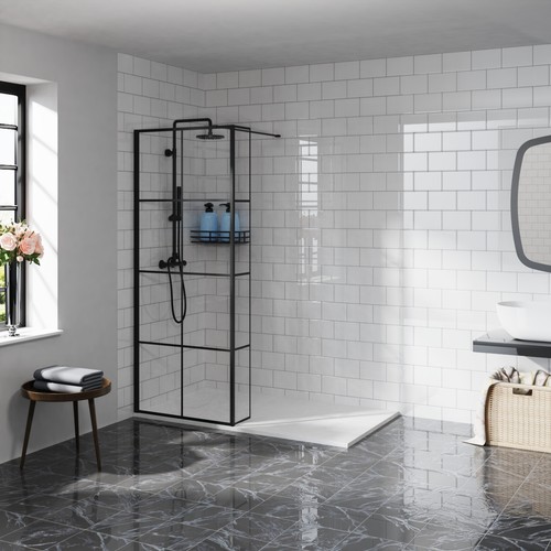 Wet room black grid - room, shower