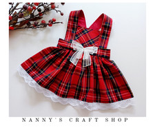 0-3 Handmade Baby Christmas Dress. Tartan dress. Handmade baby clothes