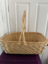 NEW Wicker Basket With Handle 50 X 38 x 15cm) 54cm Tall With Handle) Beige