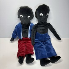TWO DOLLS Velveteen Plush Material Clothes Craft Made Couple Large 18" Tall