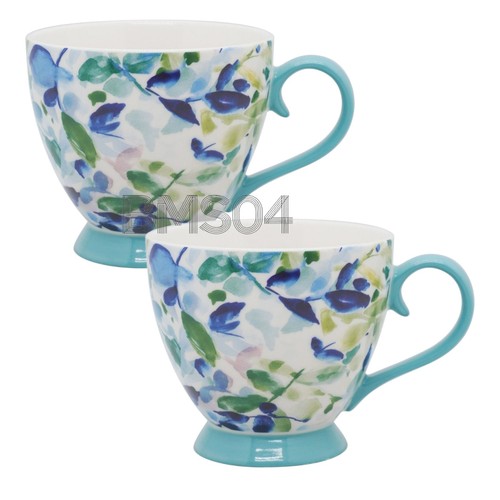 Bone china blue - bone, floral