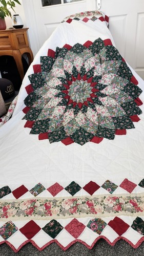 Red green floral - red, &