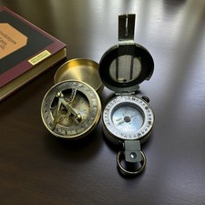 Two Brass Vintage Style Travelling Hand Held Compasses