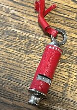 Vintage Red Leather Covered Hudson Metropolitan Whistle & Tassle Made in England