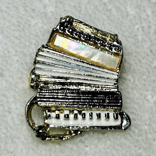 Vtg silver tone accordion - silver,