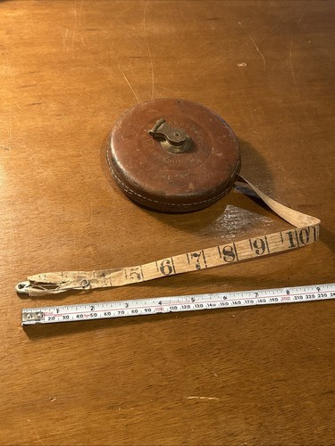 Leather tape measure - leather, vintage
