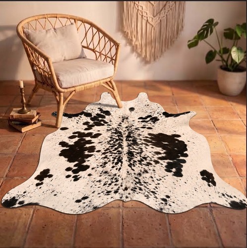 Natural cowhide rug black - natural,