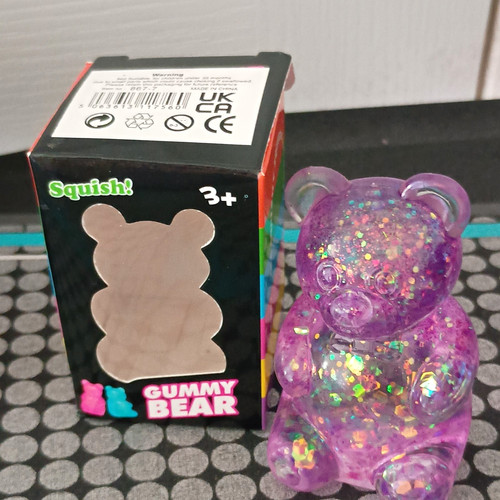 Purple glitter gummy bear - purple,