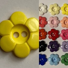 Flower Buttons Daisy shaped 15mm / 24L Colours Pack Of 6