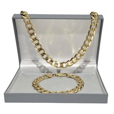 Mens 12mm Curb Set, 9ct Gold