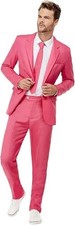 Mens Solid Pink Stand Out Suit