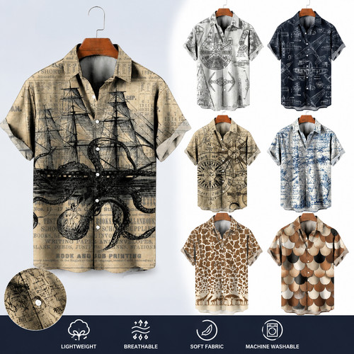 Vintage button hawaiian - button, up