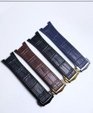 Rubber Patch Genuine Leather Watch Band Strap 24x14mm for Omega Constellation