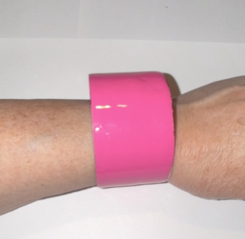 Hot pink enamel wide cuff - pink,