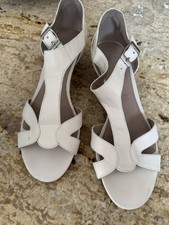 Footglove M&S White Leather Strappy Slim Wedge Shoes Size 6