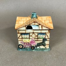 Marutomo Ware Hand Painted Cottage Lidded Mustard or Jam Preserve Jar Japan