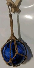 10cm (4") Blue Glass Buoy Fishermans Ball Floats With Rope Detail Fishing UK ⭐⭐⭐