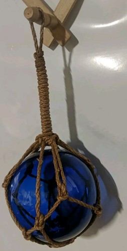 10cm blue glass buoy - (4"),
