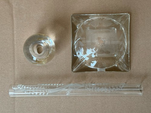 Cut etched glass table lamp - etched,