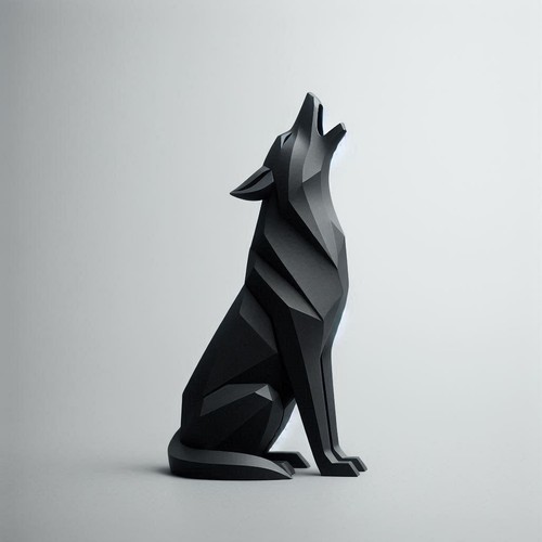 Howling wolf statue - howling,