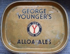 Vintage 1950s George Younger's Alloa Ales Beer Metal Tray Rare Scotland
