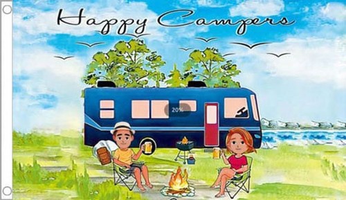 Happy campers flag - happy, 3'