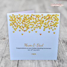 Personalised Golden 50th Wedding Anniversary Card Mum & Dad Grandparents
