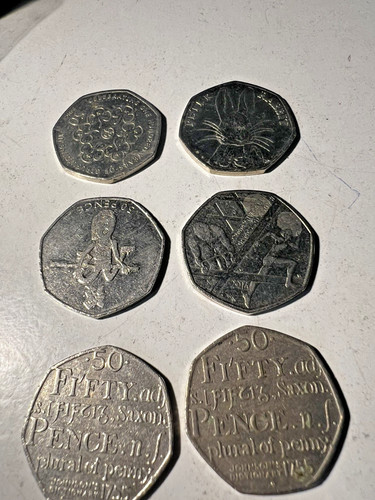 50p pieces various - 6,
