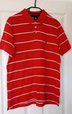 Musto Mens  Striped Polo Shirt Nautical Wear Red and White  Size Large 