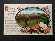 Onward Christian Soldiers WW1 British Troops & St George Flag Postcard P67