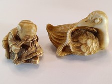 Vintage Japanese Collectible Netsuke Figurine & Bird / Swan Duck /Okimono (2602)