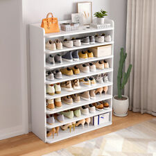8 Tier Wooden Shoe Rack Tall Storage Shelf Rack Cabinet Organiser Footwear Stand