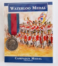 Battle Of Waterloo Miniature Medal On Card Napoleon Duke Of Wellington New