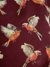 Amphora Top Satin Sz 10 Bird Print Amethyst Purple Relaxed