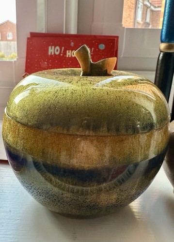 Hand crafted resin apple jar - hand,