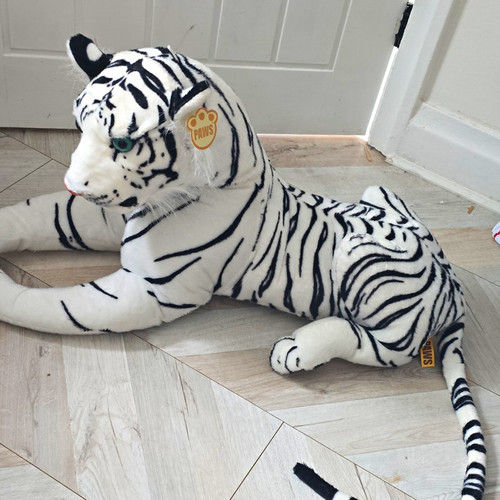 Paws white tiger plush - white, soft