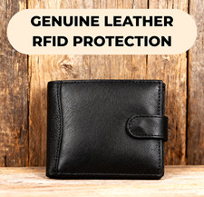 Mens RFID Blocking Genuine Leather Wallet Men Black Purse Credit Card Holder UK