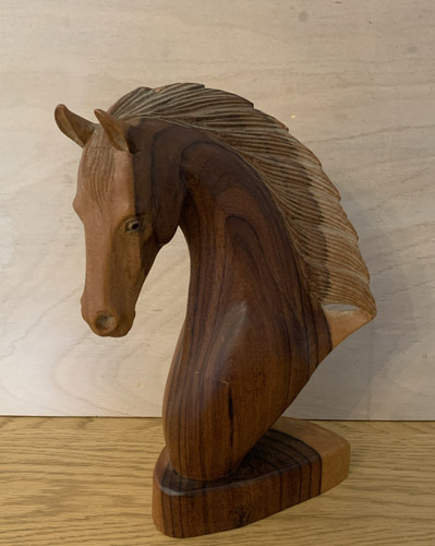 Hand carved wooden horse head - carved,