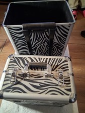Zebra Print Rolling Makeup Trolley / Beauty with Wheels & Extendable Handle