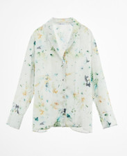 ZARA Lingerie Satin PJ Pyjama Tie-Dye Effect Shirt Top Long Sleeve BNWT Small